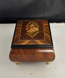 Porter Musical Jewelry Box Fur Elise Music Box Wood Marquetry Inlay Red Velvet