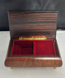 Porter Musical Jewelry Box Fur Elise Music Box Wood Marquetry Inlay Red Velvet
