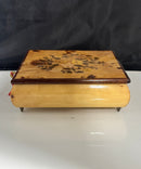 Vintage Italian Wood Musical Jewelry Box MAPSA Swiss Moment Floral Inlay Made In Italy
