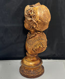 Vintage Victorian Boy Bust Pedestal Faux Wood Finish, Heavy Decorative Sculpture Statue
