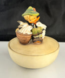 Goebel Hummel Covered Candy Dish Boy w/ Rabbits Trinket Box Germany M.I. Hummel