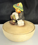 Goebel Hummel Covered Candy Dish Boy w/ Rabbits Trinket Box Germany M.I. Hummel
