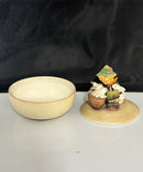 Goebel Hummel Covered Candy Dish Boy w/ Rabbits Trinket Box Germany M.I. Hummel