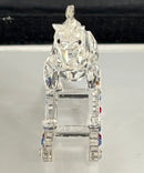 Crystal World Rocking Horse Crystal Figurine w/ Box Red & Blue Accents