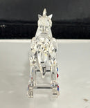 Crystal World Rocking Horse Crystal Figurine w/ Box Red & Blue Accents