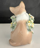 Lladro 6567 Sleepy Kitten Cat w/ Flowers Porcelain Figurine Spain Box Damaged Flowers