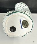 Andrea by Sadek Green Fishnet Cat Figurine Hand Painted Porcelain Hungary Style
