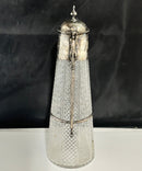 Victorian Silverplate & Etched Cut Glass Claret Jug Decanter Hinged Lid