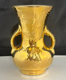 Vintage Pioneer Pottery USA 22K Gold Double‑Handle Vase Mid‑Century Ceramic
