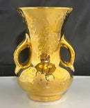 Vintage Pioneer Pottery USA 22K Gold Double‑Handle Vase Mid‑Century Ceramic