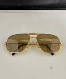 Vintage Cartier 1988 Gold Aviator Sunglasses 62‑14 Made in France Authentic