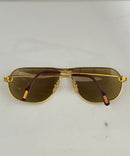 Vintage Cartier 1988 Gold Aviator Sunglasses 62‑14 Made in France Authentic