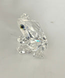Swarovski Crystal Small Frog Retired Figurine Black Eyes Small Chips
