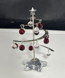 Swarovski Crystal Christmas Tree Retired Figurine Red Clear Ornaments Scuffed Metal
