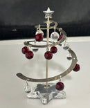 Swarovski Crystal Christmas Tree Retired Figurine Red Clear Ornaments Scuffed Metal