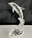 Swarovski Crystal Dolphin on Wave Retired Figurine Clear Reglued Fins