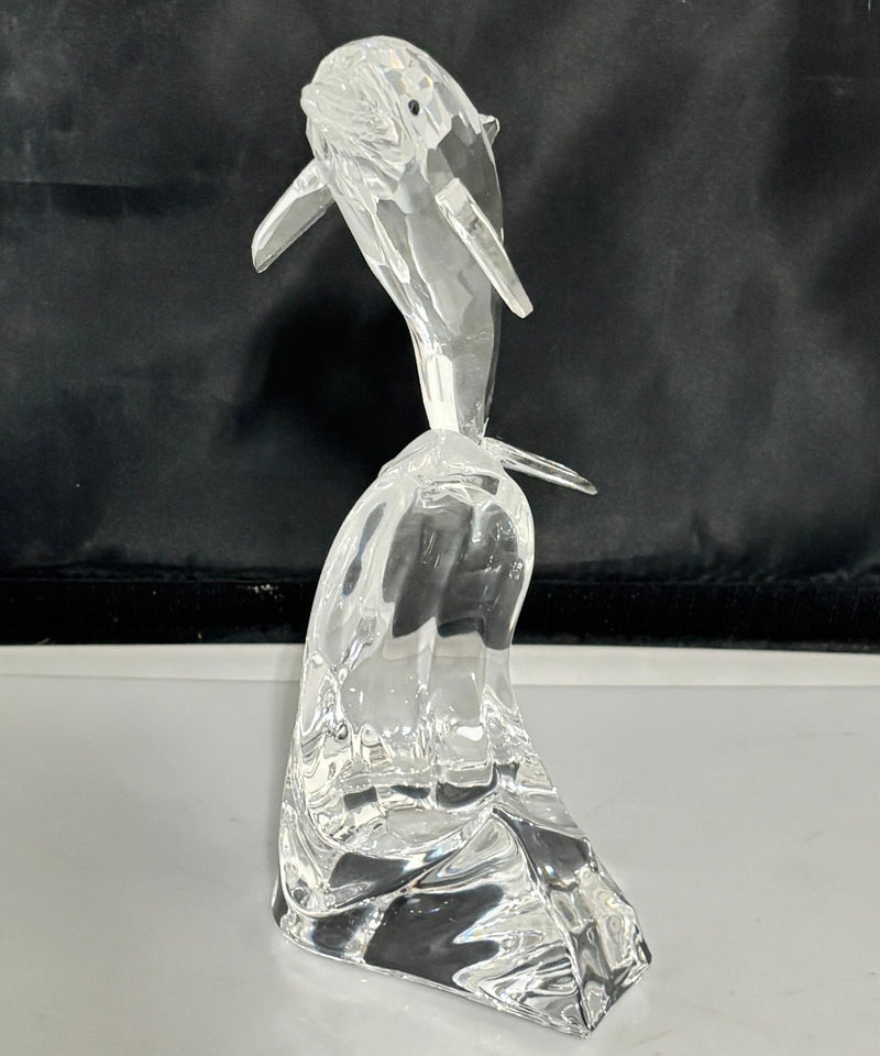 Swarovski Crystal Dolphin on Wave Retired Figurine Clear Reglued Fins