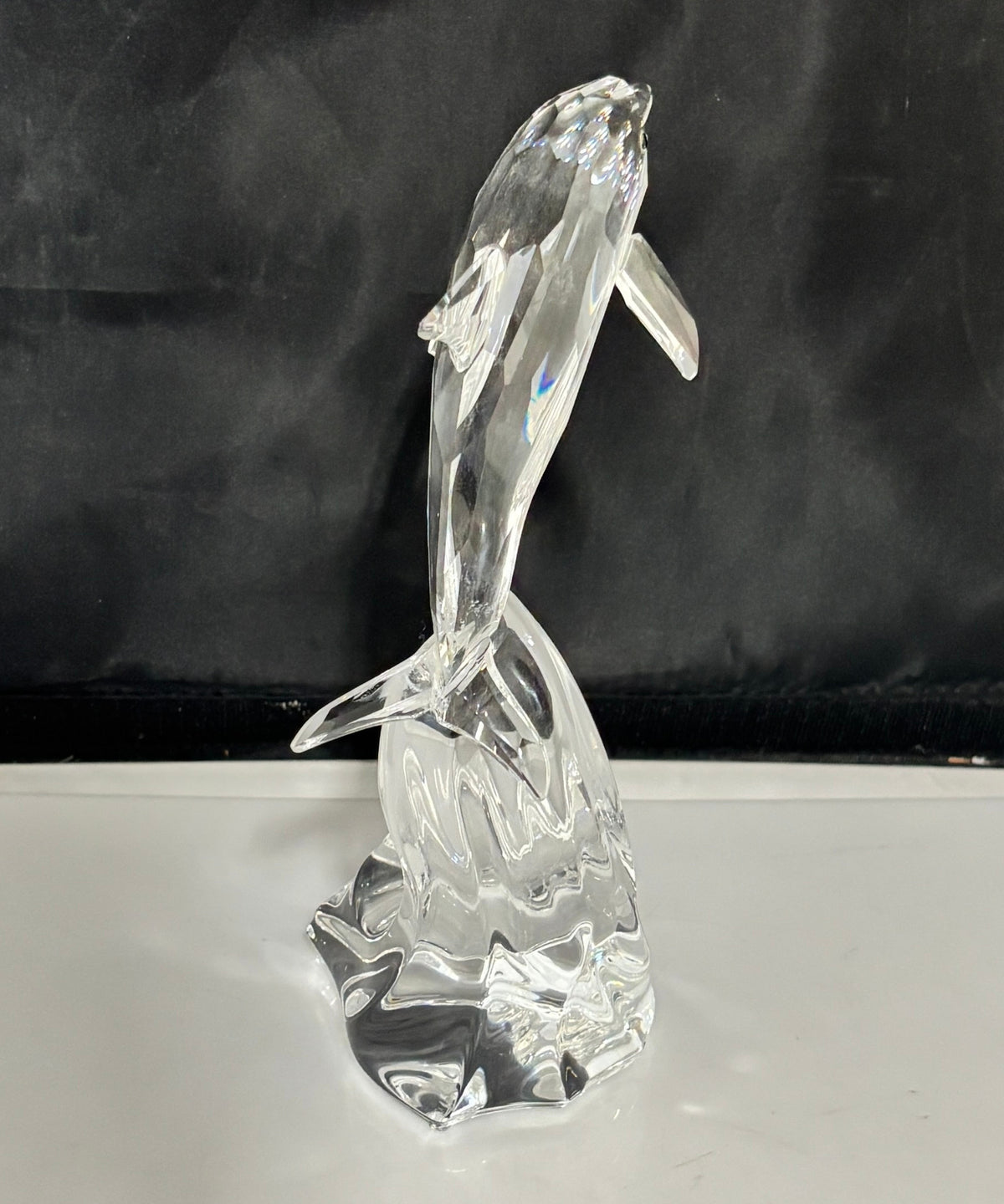 Swarovski Crystal Dolphin on Wave Retired Figurine Clear Reglued Fins
