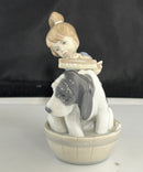 Lladro 5455 Bashful Bather Girl Washing Puppy Figurine w/ Box Repaired Arm