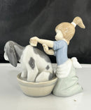 Lladro 5455 Bashful Bather Girl Washing Puppy Figurine w/ Box Repaired Arm