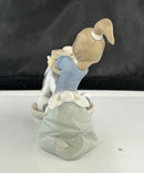 Lladro 5455 Bashful Bather Girl Washing Puppy Figurine w/ Box Repaired Arm