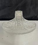 Vintage Bohemian Czech Queen Lace Cut Crystal Basket 9.25" Heavy Clear Glass Handle