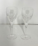 Pair Marquis by Waterford Crystal Wine Glasses Optic Swirl Clear Stemware