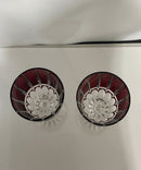 Pair Hungarian Ruby Flash Cut to Clear Lead Crystal Goblets 24% PbO Hand Cut