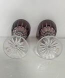 Pair Hungarian Ruby Flash Cut to Clear Lead Crystal Goblets 24% PbO Hand Cut