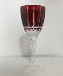 Pair Hungarian Ruby Flash Cut to Clear Lead Crystal Goblets 24% PbO Hand Cut