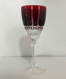 Set of 4 Hungarian Ruby Flash Cut to Clear Lead Crystal Wine Glasses 24% PbO Handcut