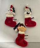 1998 Warner Bros Looney Tunes Christmas Plush Keychain Set Taz Bugs Sylvester