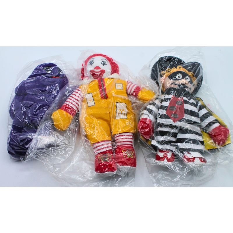 Lot of 3: Ronald McDonald, Grimace & Hamburgler Plush Toys