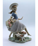 Lladró 4920 | Country Lass with Dog | Chipped Leaf