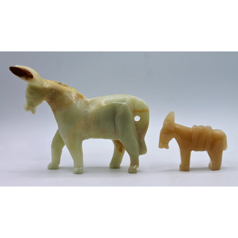 Lot of 2: Carved Stone Donkeys