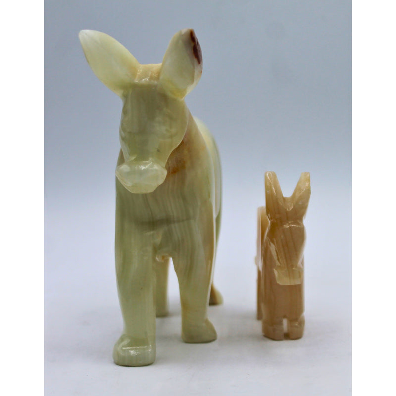 Lot of 2: Carved Stone Donkeys