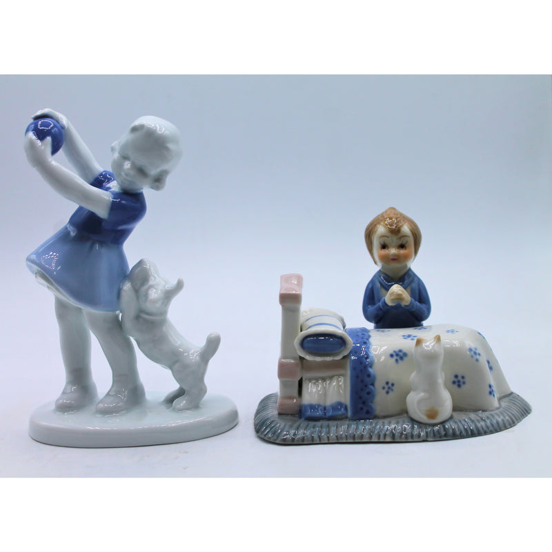 Lot of 2: Little Boy and Little Girl Figurines | No Box