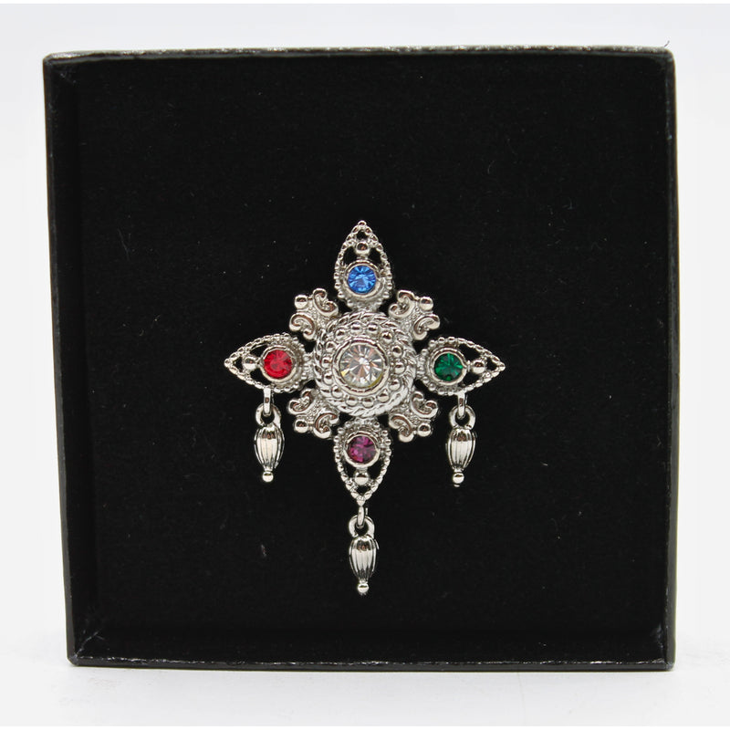 Bob Mackie | Silvertone Rhinestone Brooch Pin | Non-Mint Box