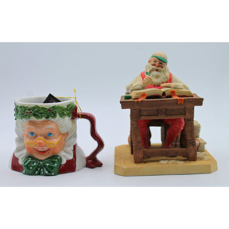 Lot of 2: Santa figurine and Mrs. Claus mug | No Box