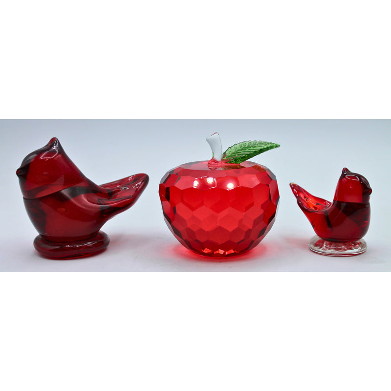 Lot of 3: Red Apple & Cardinals | Chipped