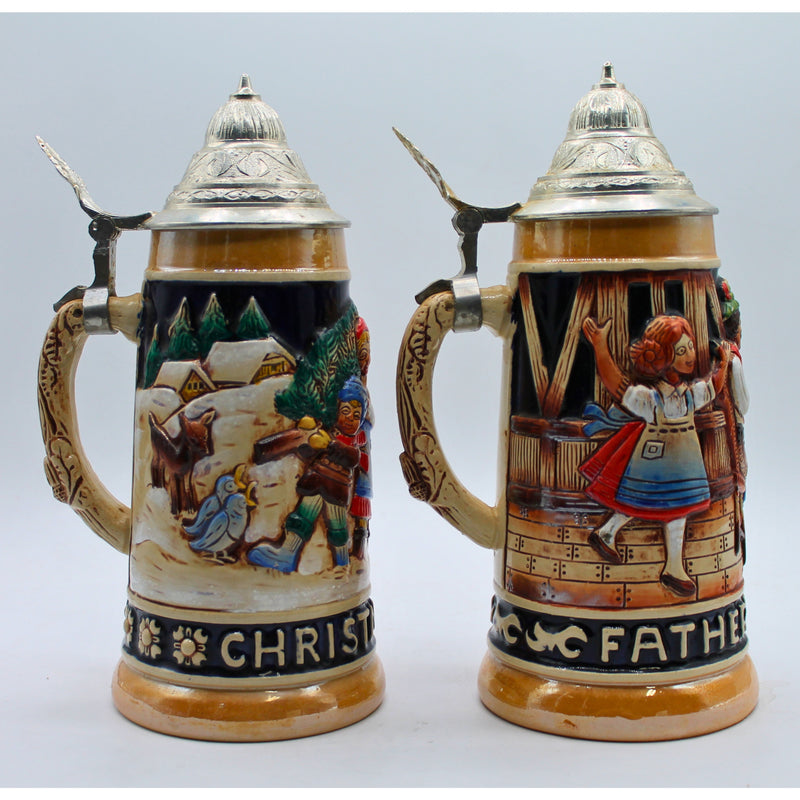 Lot of 2: German Large Lidder Beer Steins | Discolored