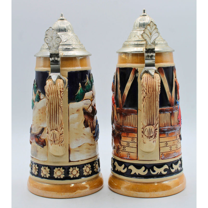 Lot of 2: German Large Lidder Beer Steins | Discolored