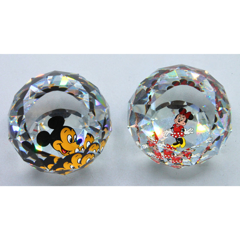 Lot of 2: Mickey and Minnie Mouse Prism Paperweights