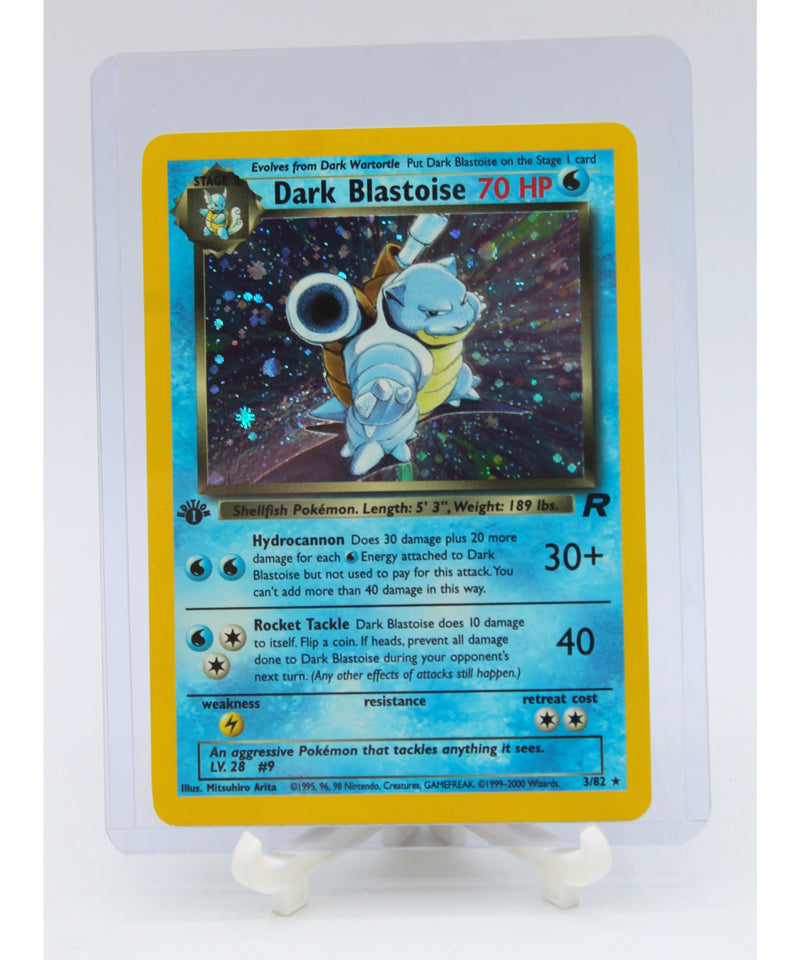 Pokemon | 1st Edition Holo Dark Blastoise 3/82 with SWIRL | Scratched