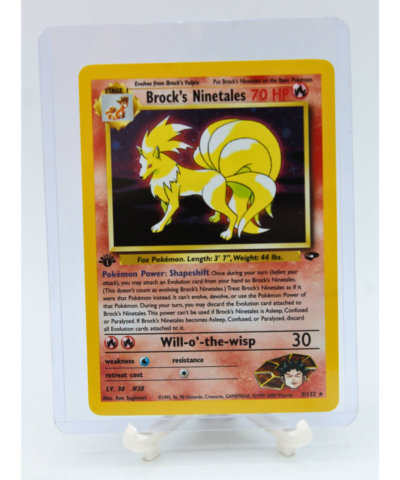 Pokemon | 1st Edition Rare Holo Brock's Ninetales with SWIRL | Excellent