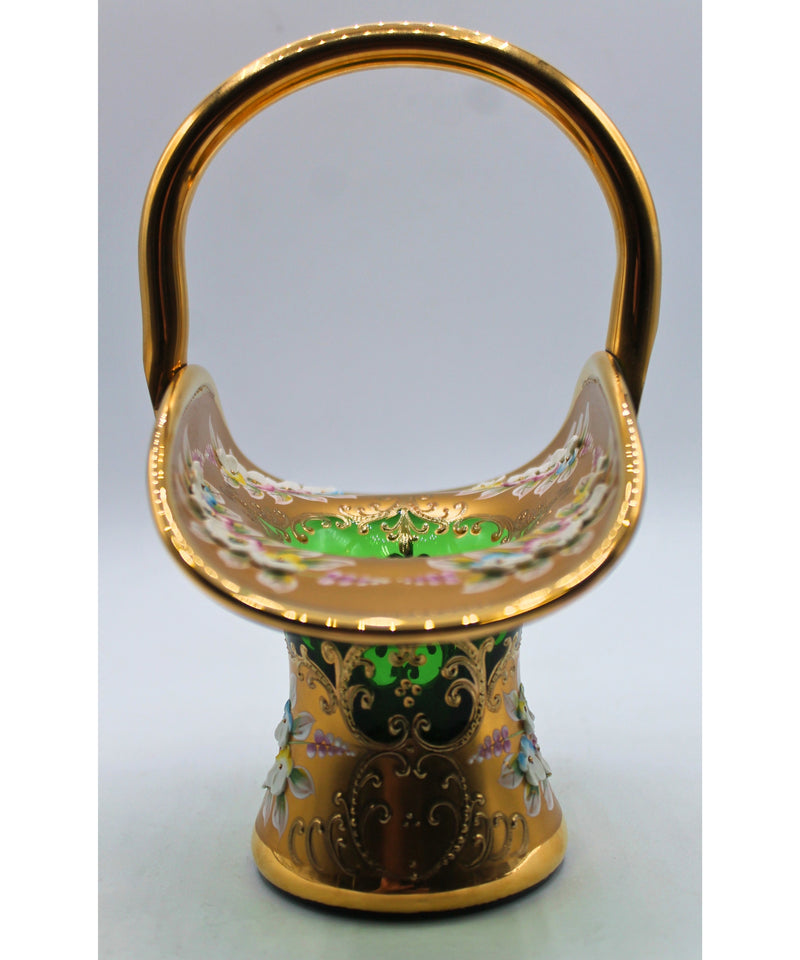 Egerman 24K Gold Enamel Glass Basket | Please Read