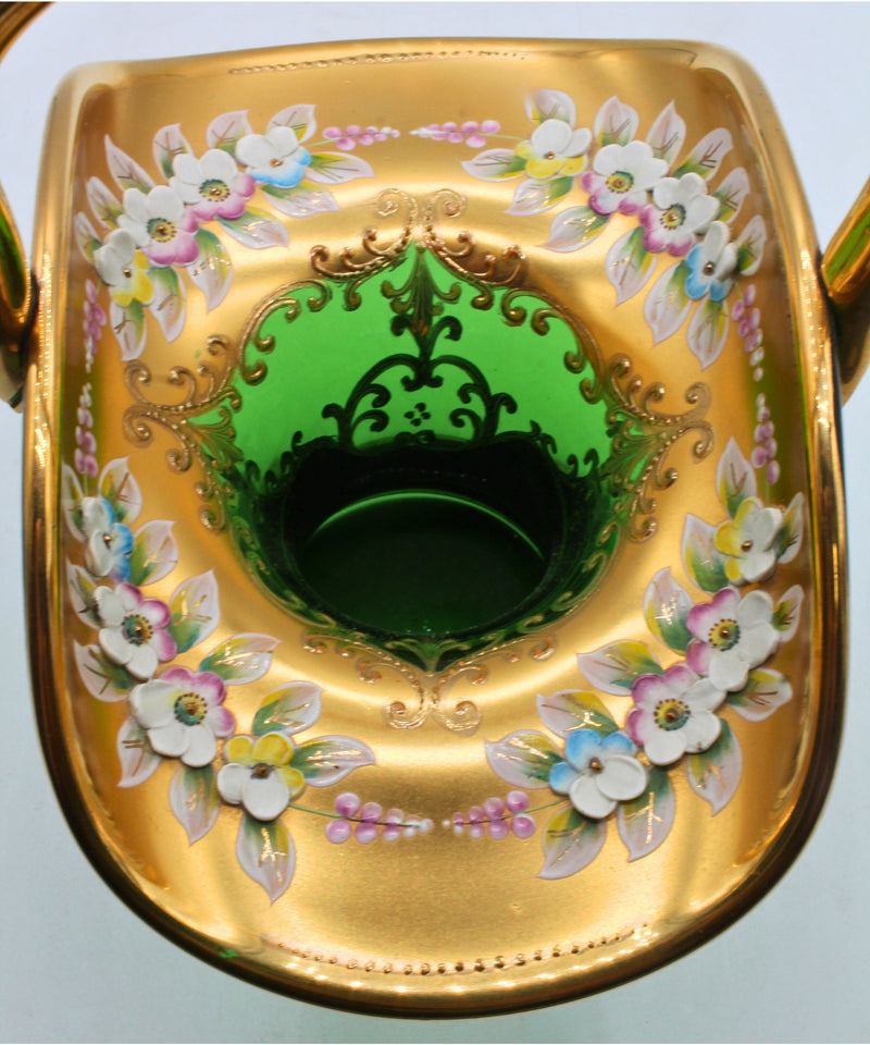 Egerman 24K Gold Enamel Glass Basket | Please Read