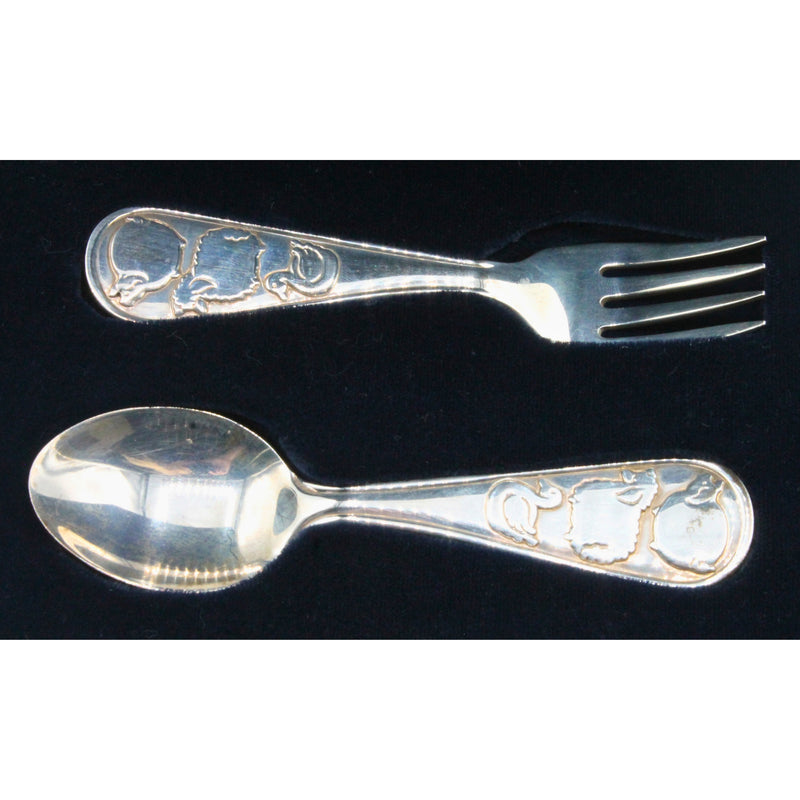 Tiffany Sterling Silver Baby Set Fork & Spoon - Pig, Sheep, Duck | Please Read