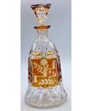 Bohemian Cut Amber Flower Decanter | Please Read
