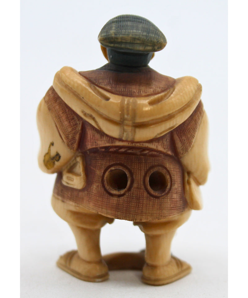 Antique Signed Japanese Netsuke - Man & Monkey